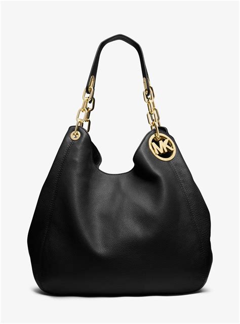 michael kors fulton shoulder tote black|michael kors shoulder bag.